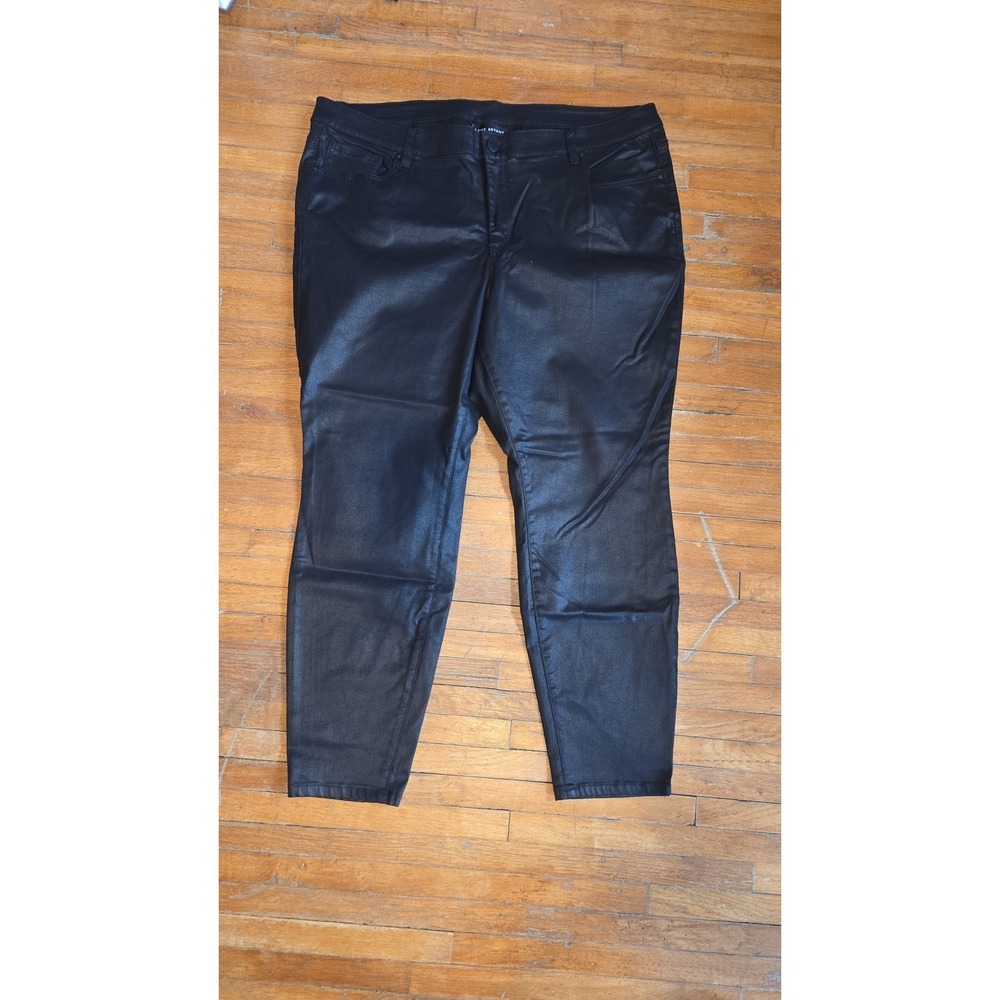 Lane Bryant Black Faux Leather Coated Denim Skinny Pants Size 22 Stretch